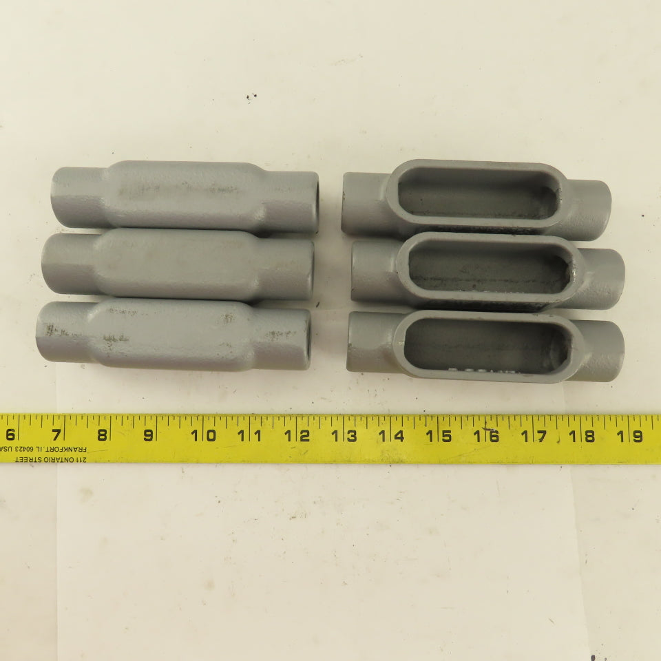 Appleton FM7 1/2 Conduit Body Straight Pass Malleable Iron Lot Of 6