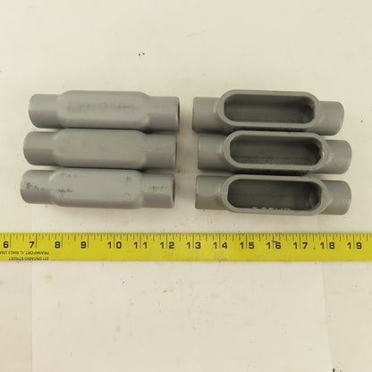 Appleton FM7 1/2 Conduit Body Straight Pass Malleable Iron Lot Of 6
