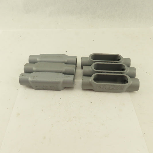 Appleton FM7 1/2 Conduit Body Straight Pass Malleable Iron Lot Of 6