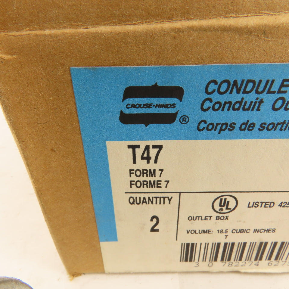 Crouse Hinds T47 From 7 Condulet 1-1/4" Conduit Body Outlet TEE Lot 2