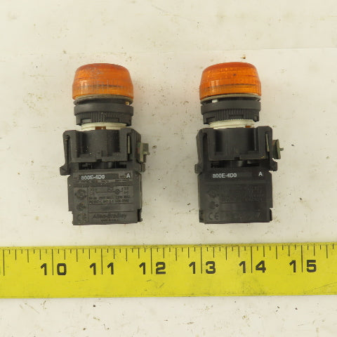 Allen Bradley 8000E-4D0 250V Max AMBER LED Pilot Indicator Light Lot of 2