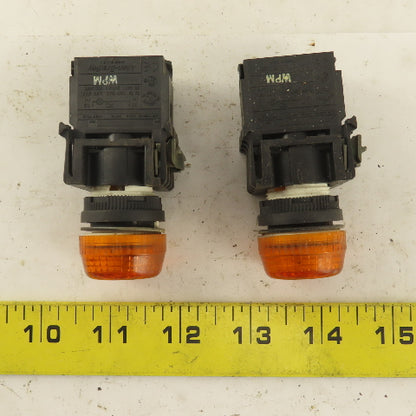 Allen Bradley 8000E-4D0 250V Max AMBER LED Pilot Indicator Light Lot of 2
