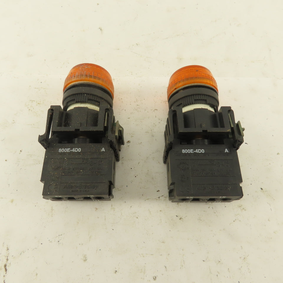 Allen Bradley 8000E-4D0 250V Max AMBER LED Pilot Indicator Light Lot of 2