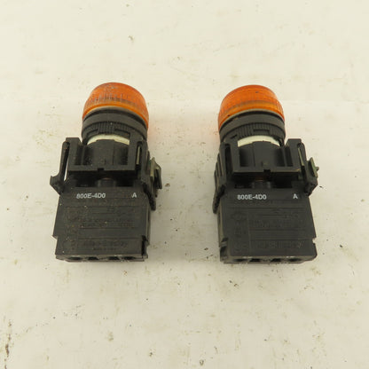 Allen Bradley 8000E-4D0 250V Max AMBER LED Pilot Indicator Light Lot of 2