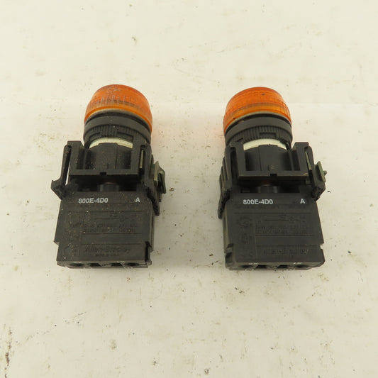 Allen Bradley 8000E-4D0 250V Max AMBER LED Pilot Indicator Light Lot of 2