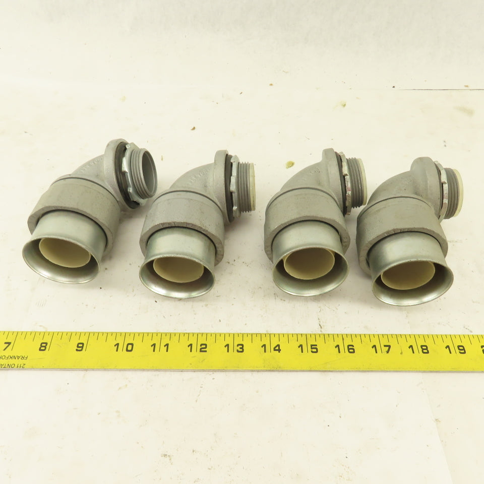 Appleton 1-1/4 Insulated 90° Malleable Iron Liquidtight Grip Connector Lot of  4