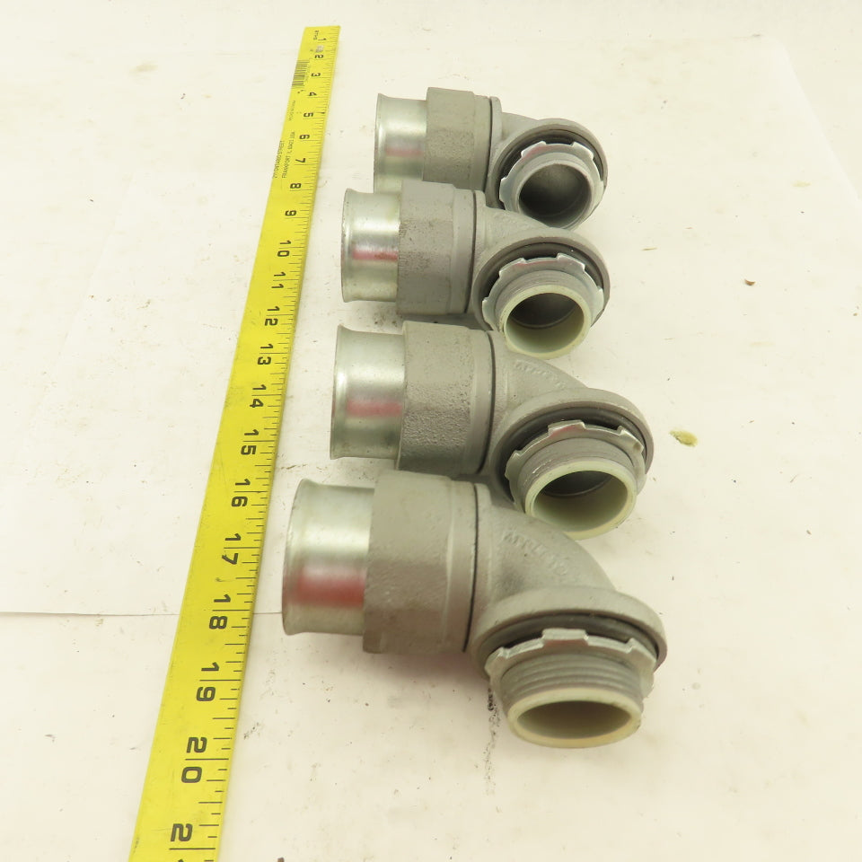 Appleton 1-1/4 Insulated 90° Malleable Iron Liquidtight Grip Connector Lot of  4