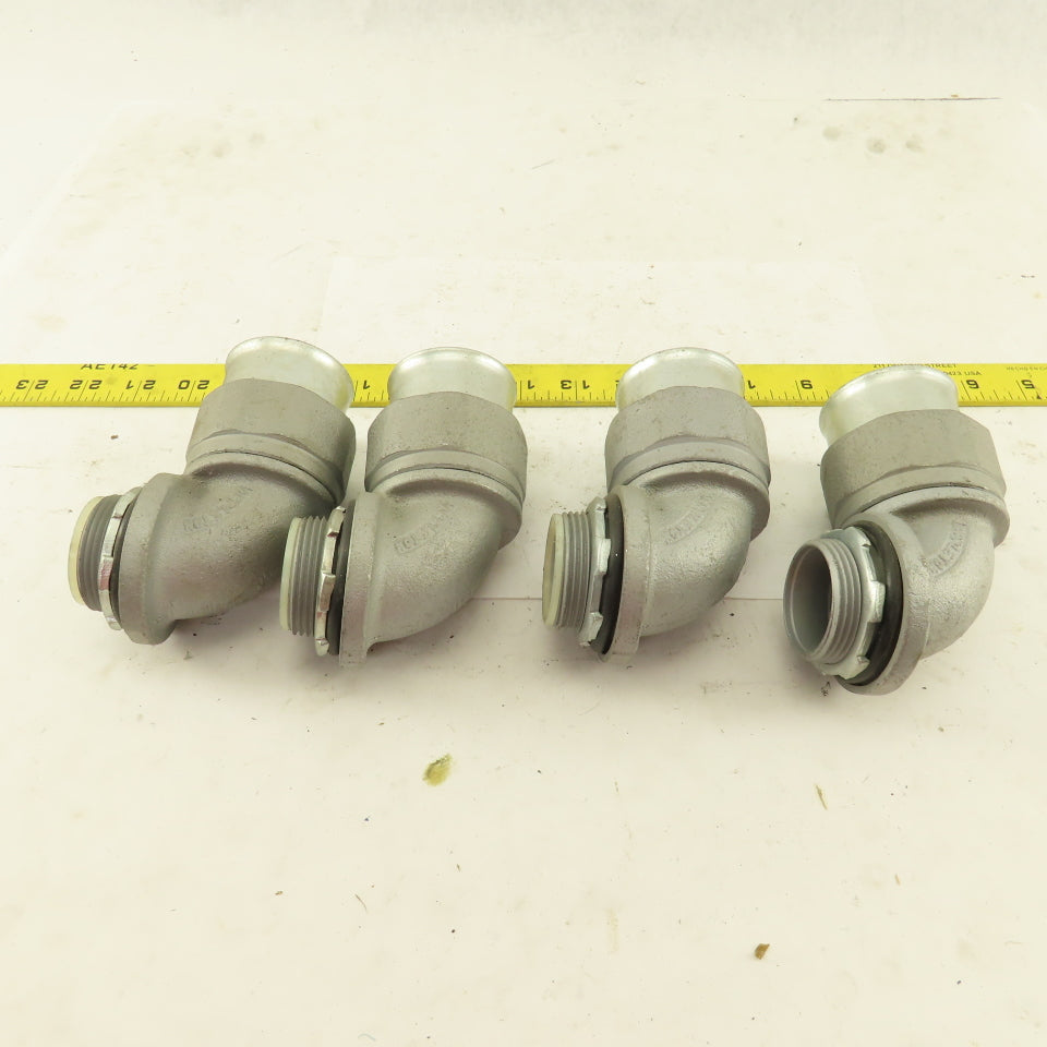 Appleton 1-1/4 Insulated 90° Malleable Iron Liquidtight Grip Connector Lot of  4