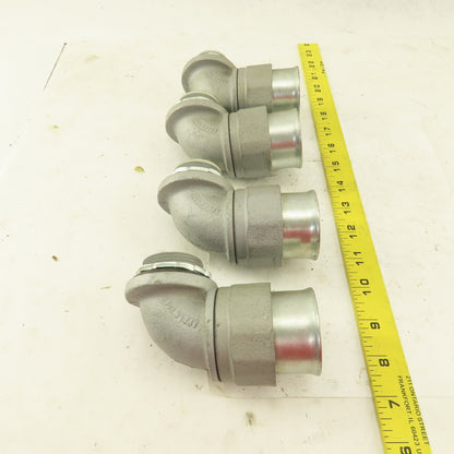 Appleton 1-1/4 Insulated 90° Malleable Iron Liquidtight Grip Connector Lot of  4