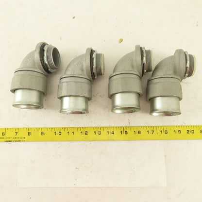 Appleton 1-1/4 Insulated 90° Malleable Iron Liquidtight Grip Connector Lot of  4