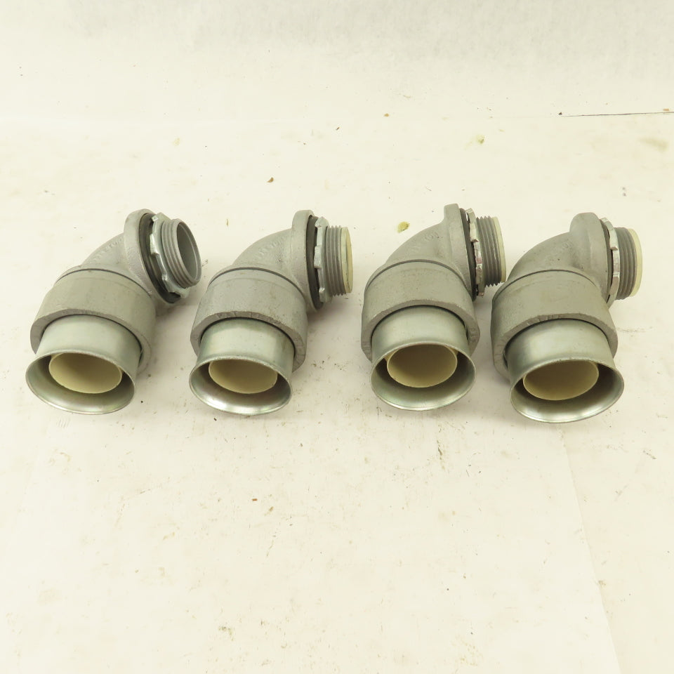 Appleton 1-1/4 Insulated 90° Malleable Iron Liquidtight Grip Connector Lot of  4
