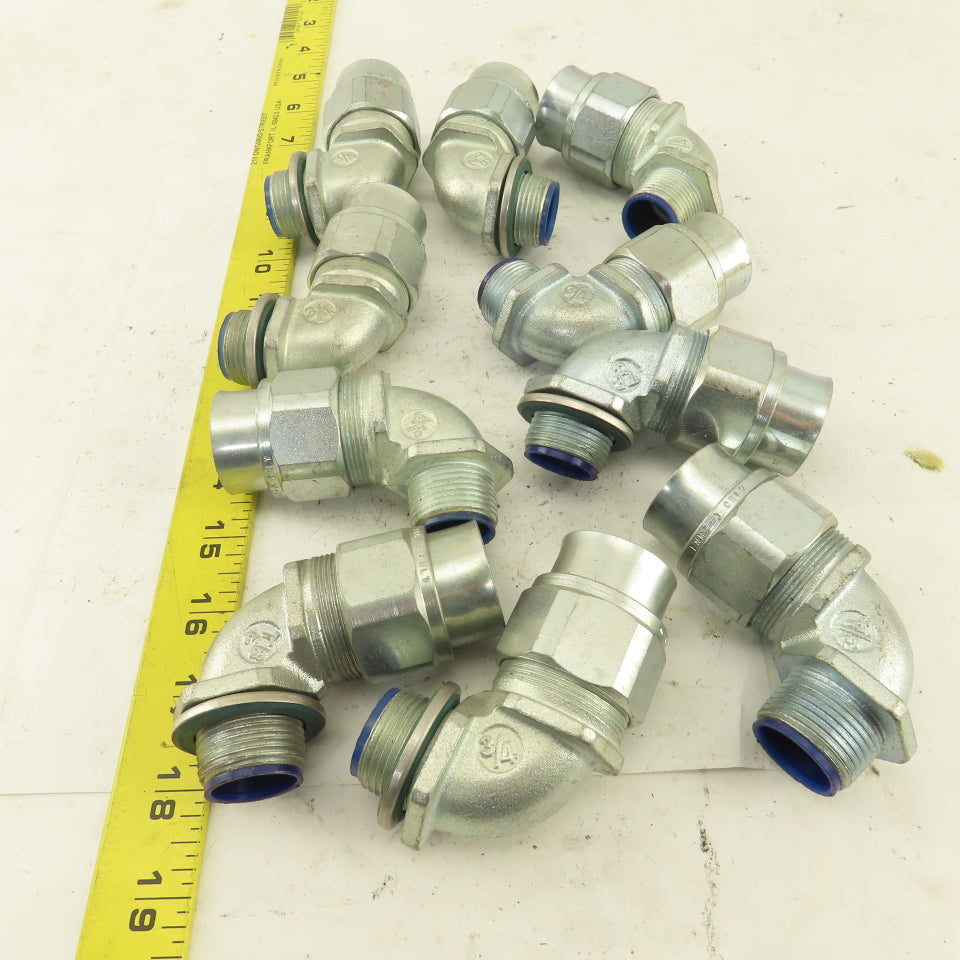 T & B 3/4" Insulated 90° Malleable Iron Liquidtight Grip Connector Lot of 10