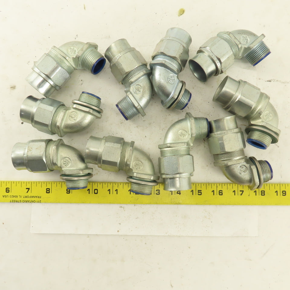 T & B 3/4" Insulated 90° Malleable Iron Liquidtight Grip Connector Lot of 10