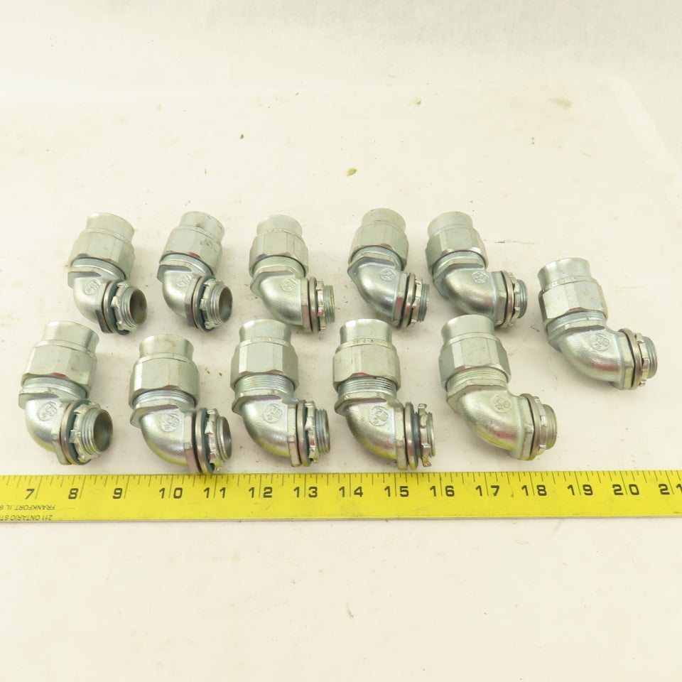 T & B 3/4" Non- Insulated 90° Malleable Iron Liquidtight Grip Connector Lot/11