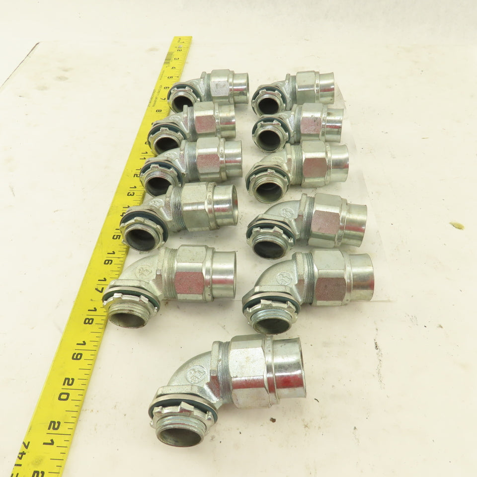 T & B 3/4" Non- Insulated 90° Malleable Iron Liquidtight Grip Connector Lot/11