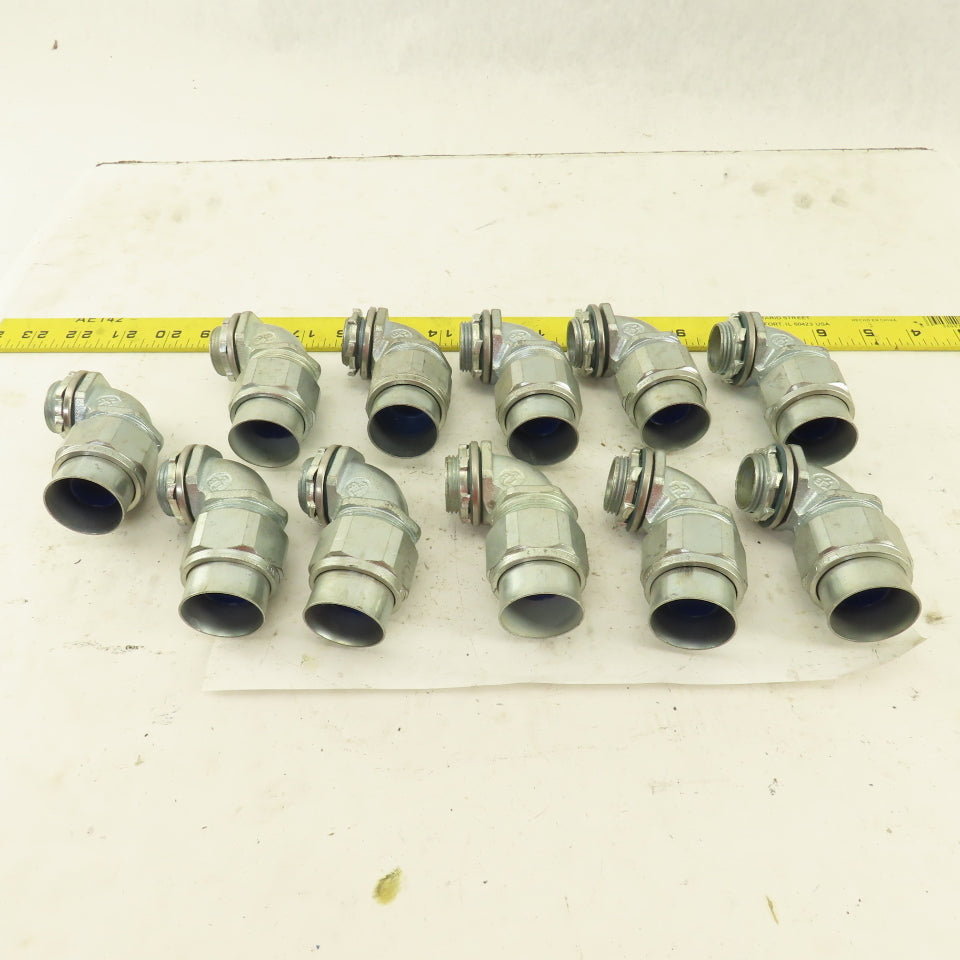 T & B 3/4" Non- Insulated 90° Malleable Iron Liquidtight Grip Connector Lot/11