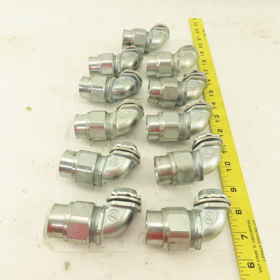 T & B 3/4" Non- Insulated 90° Malleable Iron Liquidtight Grip Connector Lot/11