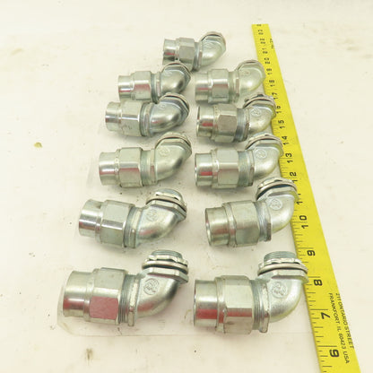 T & B 3/4" Non- Insulated 90° Malleable Iron Liquidtight Grip Connector Lot/11