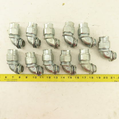 T & B 3/4" Non- Insulated 90° Malleable Iron Liquidtight Grip Connector Lot/11