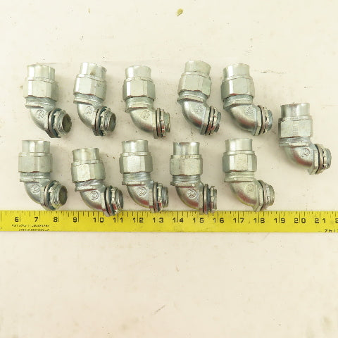 T & B 3/4" Non- Insulated 90° Malleable Iron Liquidtight Grip Connector Lot/11