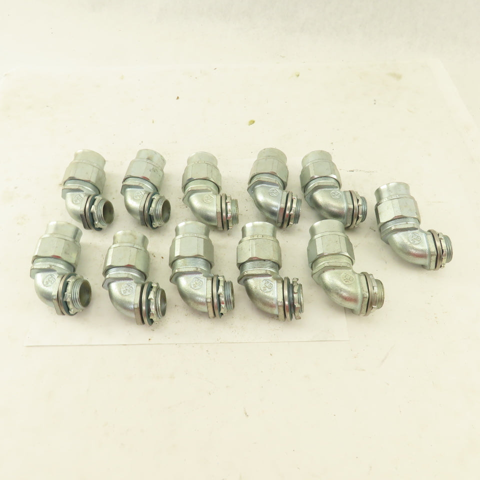 T & B 3/4" Non- Insulated 90° Malleable Iron Liquidtight Grip Connector Lot/11