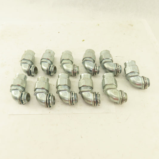 T & B 3/4" Non- Insulated 90° Malleable Iron Liquidtight Grip Connector Lot/11