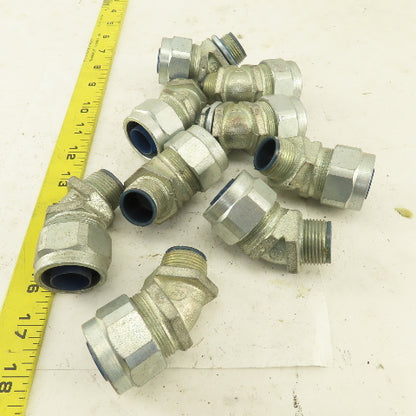 T & B 3/4" Non-Insulated 45° Malleable Iron Liquidtight Grip Connector Lot of 9