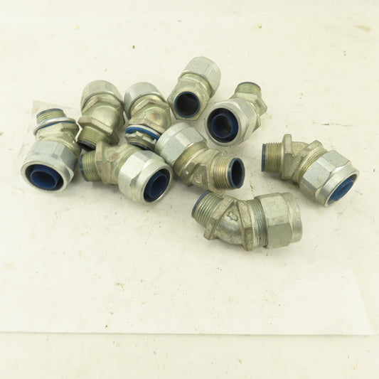T & B 3/4" Non-Insulated 45° Malleable Iron Liquidtight Grip Connector Lot of 9