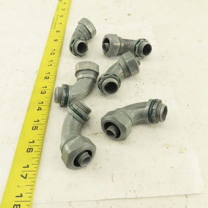 3/8" Non-Insulated 90° Aluminum Liquidtight Grip Connector Lot of 6