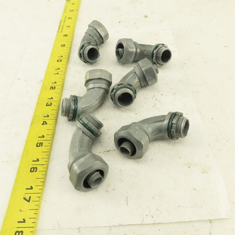 3/8" Non-Insulated 90° Aluminum Liquidtight Grip Connector Lot of 6