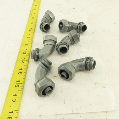 3/8" Non-Insulated 90° Aluminum Liquidtight Grip Connector Lot of 6