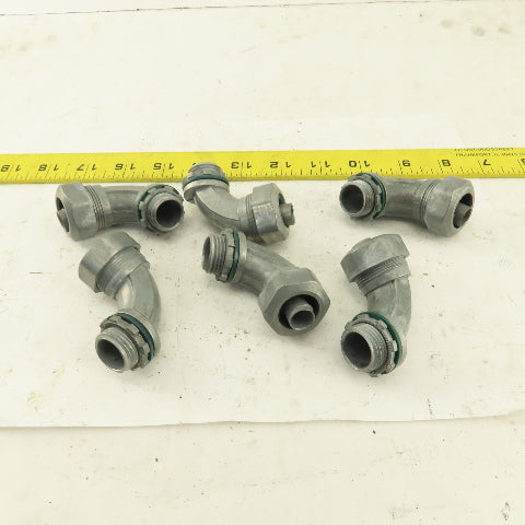 3/8" Non-Insulated 90° Aluminum Liquidtight Grip Connector Lot of 6