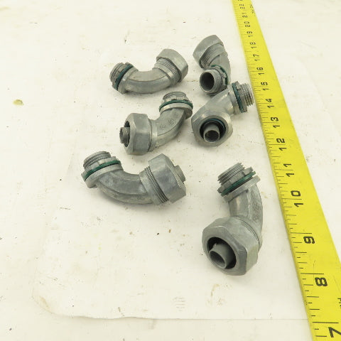 3/8" Non-Insulated 90° Aluminum Liquidtight Grip Connector Lot of 6