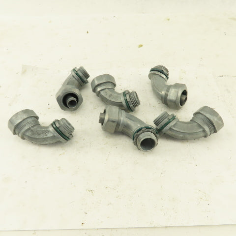 3/8" Non-Insulated 90° Aluminum Liquidtight Grip Connector Lot of 6
