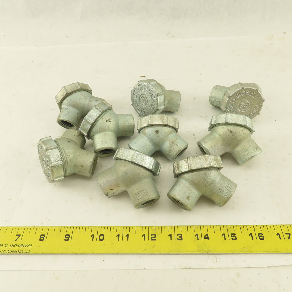 Appleton 1/2" Rigid Conduit Malleable Iron 90° Female Connector Lot of 9