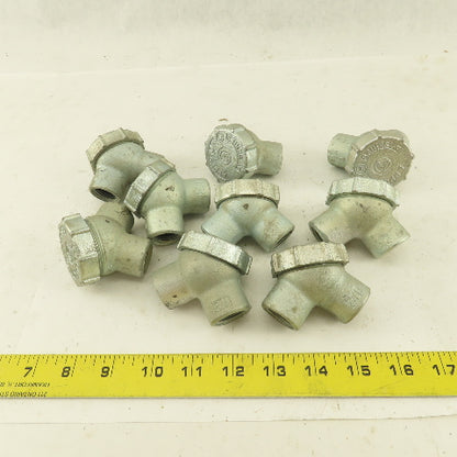 Appleton 1/2" Rigid Conduit Malleable Iron 90° Female Connector Lot of 9