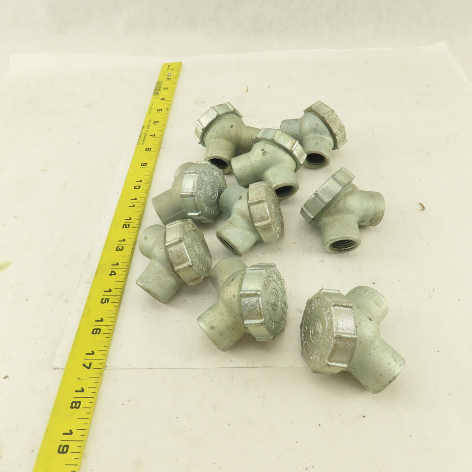 Appleton 1/2" Rigid Conduit Malleable Iron 90° Female Connector Lot of 9