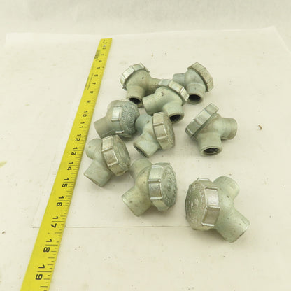 Appleton 1/2" Rigid Conduit Malleable Iron 90° Female Connector Lot of 9