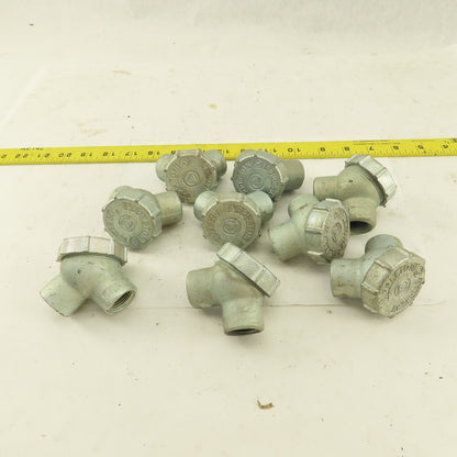 Appleton 1/2" Rigid Conduit Malleable Iron 90° Female Connector Lot of 9