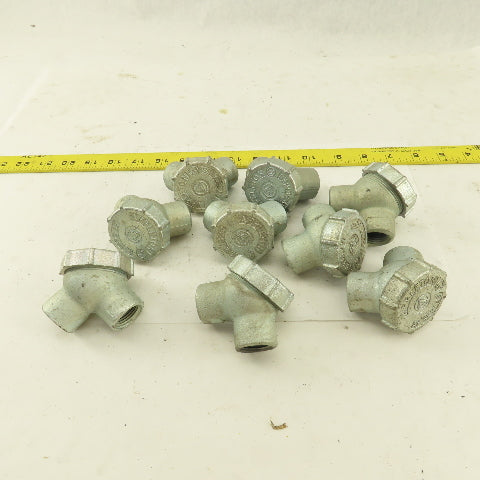 Appleton 1/2" Rigid Conduit Malleable Iron 90° Female Connector Lot of 9