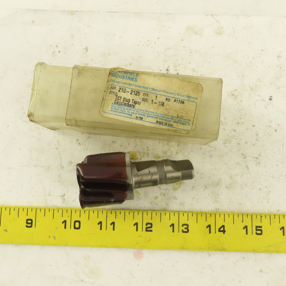 Kennametal 210-2125 Metcut 1-1/4" 4 Flute Piloted Counterbore TCT Stub Taper