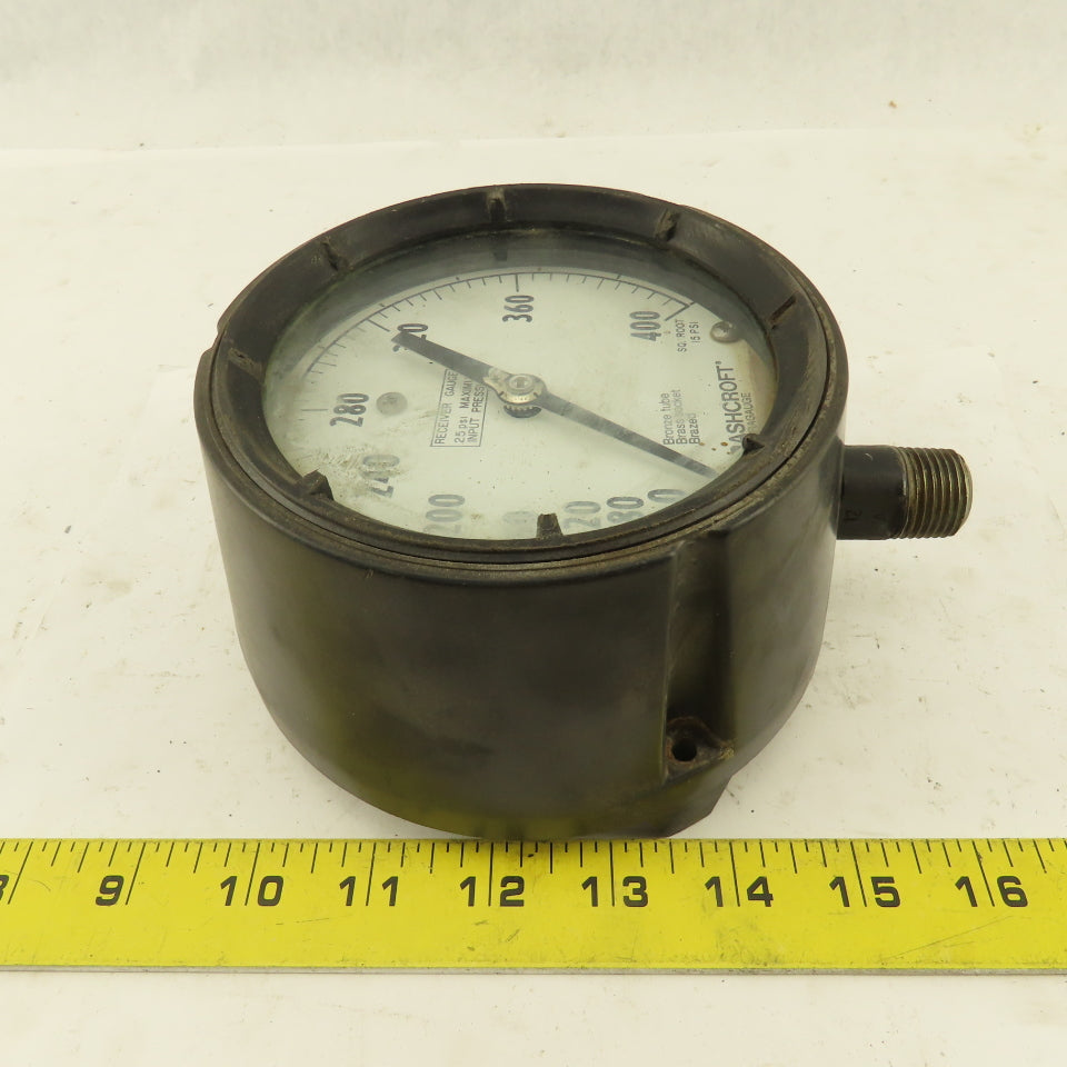 Ashcroft Q-8451 0-400 PSI Receiver Gauge 4" Dial Bottom Port 1/2" NPT
