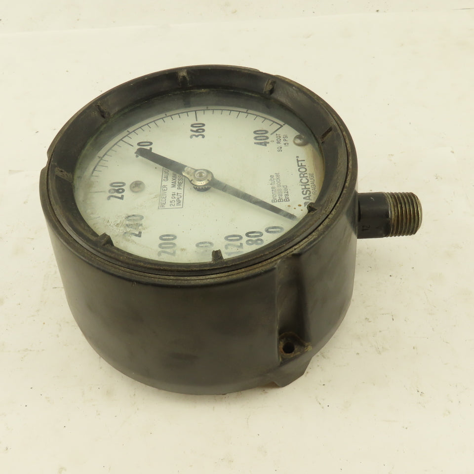 Ashcroft Q-8451 0-400 PSI Receiver Gauge 4" Dial Bottom Port 1/2" NPT