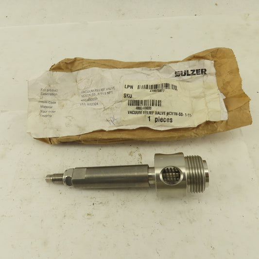 Sulzer VCV1N-SS-1-11.5 1" NPT Vacuum Relief Valve Stainless Steel