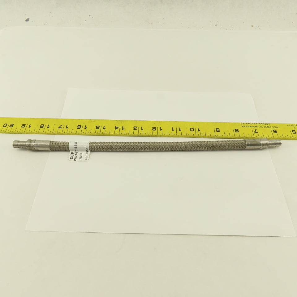 SSP Inc. ISST6TFE6DTA6DTA12 3/8" Stainless Steel Braided Duolok Tube 12"