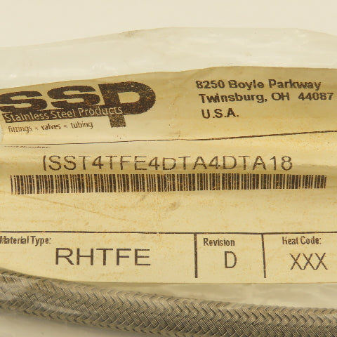 SSP Inc. ISST4TFE4DTA4DTA18 1/4" Stainless Steel Braided Duolok Tube 18"
