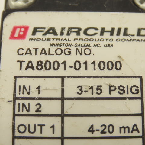 Fairchild TA8001-011000 4-20mA Output Miniature Pressure Transducer