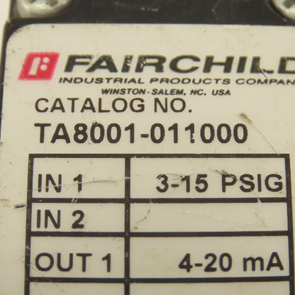 Fairchild TA8001-011000 4-20mA Output Miniature Pressure Transducer