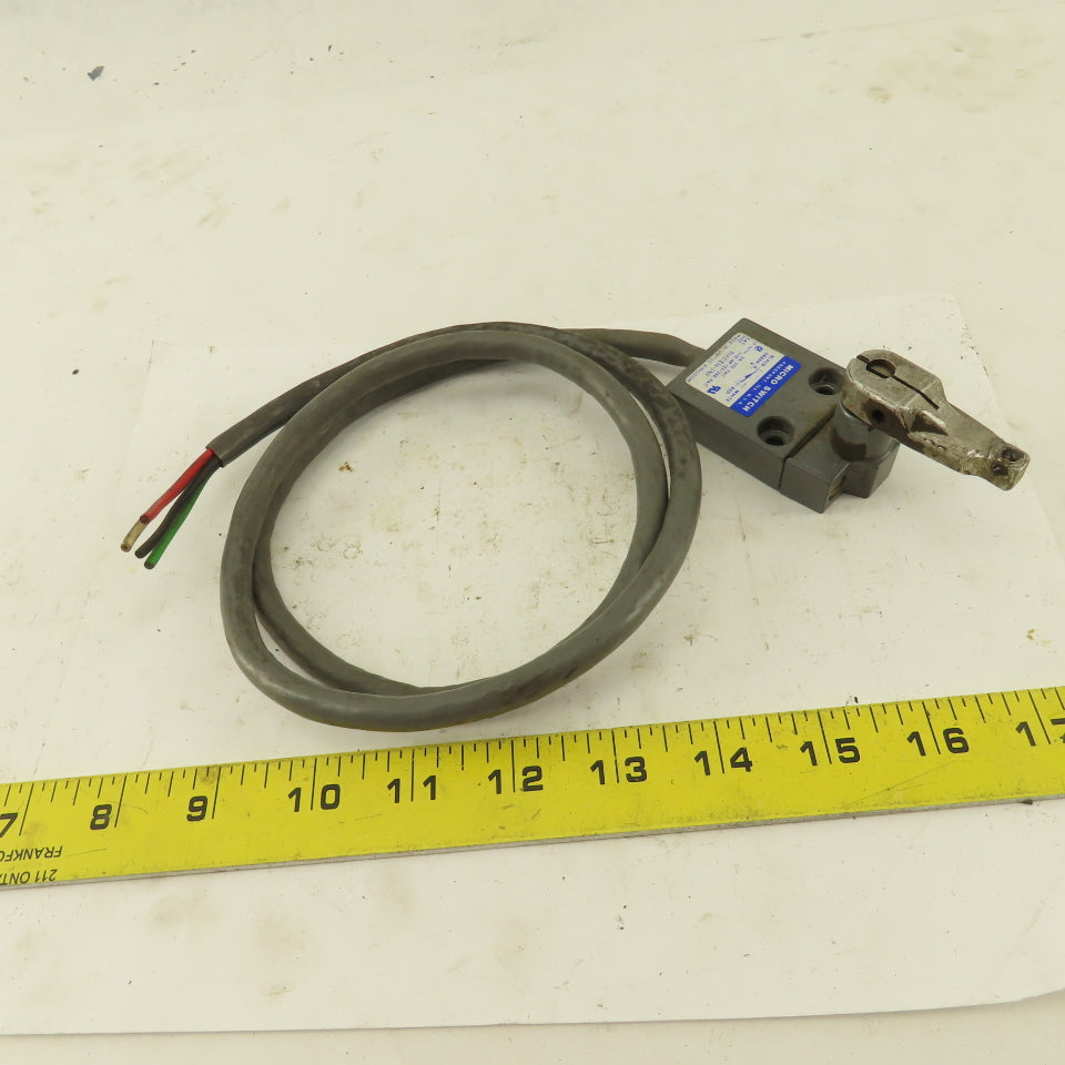 Micro Switch 914CE16-3N1 5A-250VAC Arm Lever Limit Switch No Roller 36" Cable
