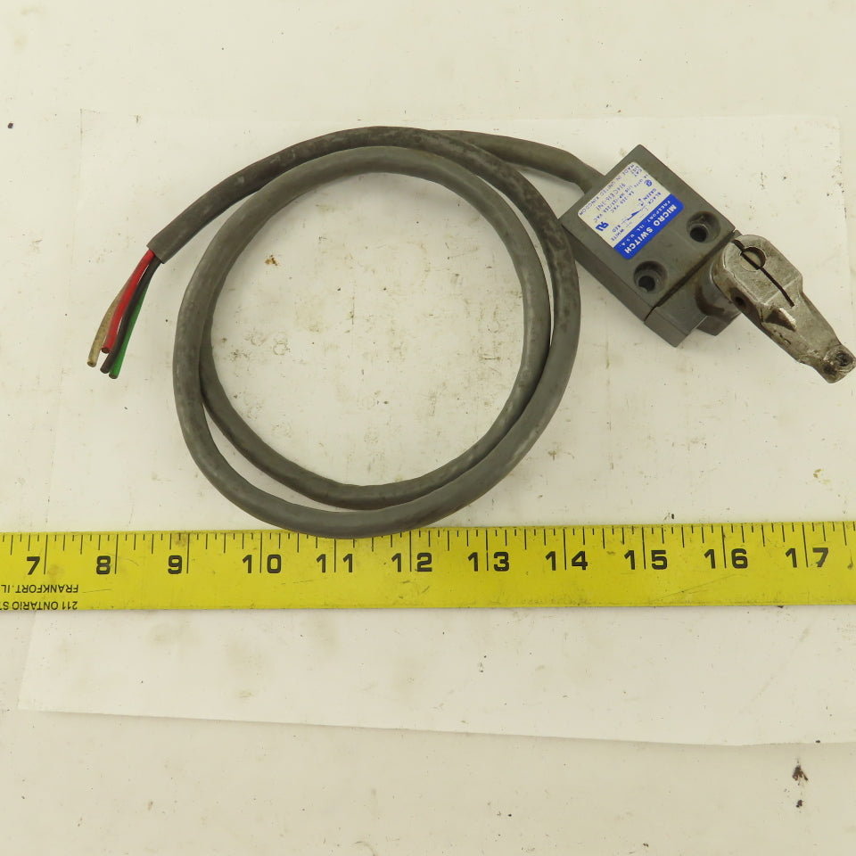 Micro Switch 914CE16-3N1 5A-250VAC Arm Lever Limit Switch No Roller 36" Cable
